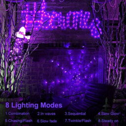 4Ft Purple Spider Web Lights, 70 Led Remote Control With 8 Modes, Waterproof For Indoor Outdoor Halloween House & Garden Decor - thumbnail 5