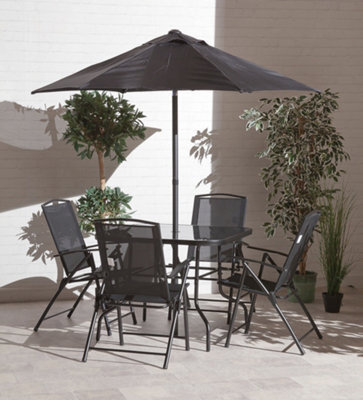 Suntime Outdoor Garden Furniture 6 Piece New Memphis Steel Dining Collection Black