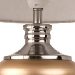 Lighting Supermarket Hepburn Large Ceramic Table Lamp Beige Shade Champagne Gold Silver Finish 58Cm - thumbnail 4