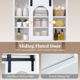 Gainoom Bathroom Wall Cabinet Farmhouse Medicine Cabinet With Sliding Barn Door & Metal Hanging Bar - thumbnail 9