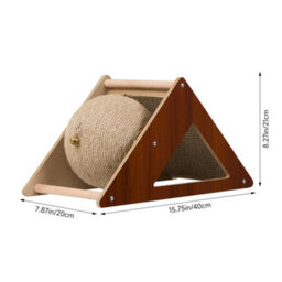 Thehotsale Wooden Interactive Cat Toy Cat Scratching Board With Sisal Ball, 40Cm W X 20Cm D X 21Cm H - thumbnail 6