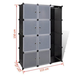 Berkfield Modular Cabinet 9 Compartments 37X115X150 Cm Black And White - thumbnail 7