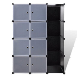 Berkfield Modular Cabinet 9 Compartments 37X115X150 Cm Black And White - thumbnail 3
