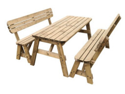 Arbor Garden Solutions Victoria Wooden Picnic Bench And Table Set, Rounded Outdoor Dining Set With Backrest(5Ft, Rustic Brown) - thumbnail 4