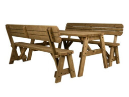 Arbor Garden Solutions Victoria Wooden Picnic Bench And Table Set, Rounded Outdoor Dining Set With Backrest(5Ft, Rustic Brown)