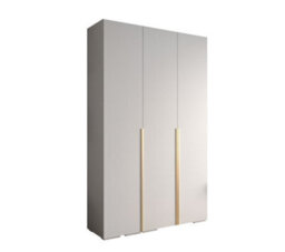 Arte Elegant Inova I Hinged Door Wardrobe H2370mm W1500mm D470mm - Versatile White Finish With Gold Vertical Metal Handles - thumbnail 1