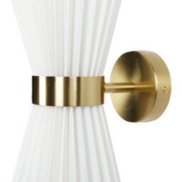 Beliani Set Of 2 White Fabric Shade Wall Lamps, Brass Accents, Mains-Powered, Contemporary - thumbnail 4
