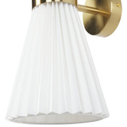 Beliani Set Of 2 White Fabric Shade Wall Lamps, Brass Accents, Mains-Powered, Contemporary - thumbnail 5
