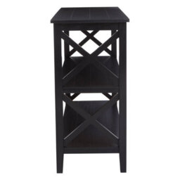 Orsina Three Shelf Wide Black Book Case, Pine Wood Tall Book Shelf, Large Book Case For Home & Office - thumbnail 3