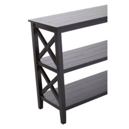 Orsina Three Shelf Wide Black Book Case, Pine Wood Tall Book Shelf, Large Book Case For Home & Office - thumbnail 8