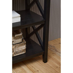 Orsina Three Shelf Wide Black Book Case, Pine Wood Tall Book Shelf, Large Book Case For Home & Office - thumbnail 6