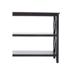 Orsina Three Shelf Wide Black Book Case, Pine Wood Tall Book Shelf, Large Book Case For Home & Office - thumbnail 7