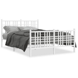 Berkfield Metal Bed Frame Without Mattress With Footboard White 120X190Cm - thumbnail 2