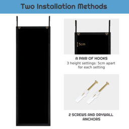Costway 120 X 37Cm Full Length Mirror Over The Door Wall Mirror W/ Hanging Hooks - thumbnail 5