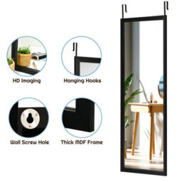 Costway 120 X 37Cm Full Length Mirror Over The Door Wall Mirror W/ Hanging Hooks - thumbnail 6