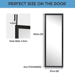 Costway 120 X 37Cm Full Length Mirror Over The Door Wall Mirror W/ Hanging Hooks - thumbnail 2