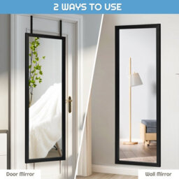 Costway 120 X 37Cm Full Length Mirror Over The Door Wall Mirror W/ Hanging Hooks - thumbnail 3