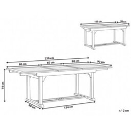 Beliani Extending Garden Dining Table Toscana 160/220 Cm 90 Cm Acacia Wood Dark Brown - thumbnail 3