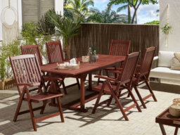 Beliani Extending Garden Dining Table Toscana 160/220 Cm 90 Cm Acacia Wood Dark Brown - thumbnail 2