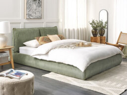 Beliani Bed Corduroy Vinay 160 X 200 Cm (Eu King Size) Olive Green - thumbnail 2