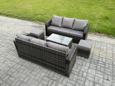 Fimous Outdoor Garden Furniture Sets 8 Seater Wicker Rattan Furniture Sofa Sets With Rectangular Coffee Table 3 Seater Sofa - image 1