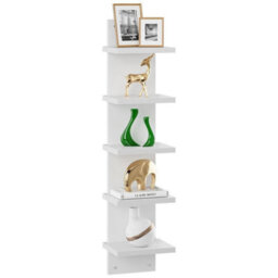 White 5 Tier Shelving Display Shelf Wall Mounted Bookcase Storage Rack Plant Stand - thumbnail 4