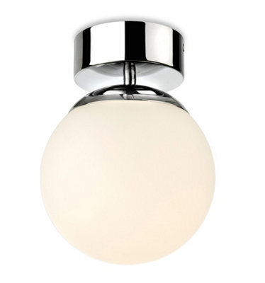 Luminosa Lighting Luminosa Brook Bathroom Globe Led Flush Ceiling Fitting Chrome With Opal White Glass Ip44