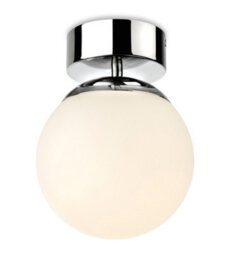 Luminosa Lighting Luminosa Brook Bathroom Globe Led Flush Ceiling Fitting Chrome With Opal White Glass Ip44