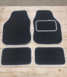 Universal White Car And Van Floor Mats 4 Piece Non Slip Carpet Set With Black Edging - thumbnail 1