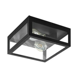 Eglo Amezola Black And Clear Metal And Glass Ip44 Bathroom Or Outdoor Wall Or Ceiling Light, (D) 29Cm - thumbnail 2
