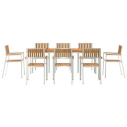 Berkfield Garden Dining Set 9 Pcs Brown Solid Teak Wood - thumbnail 7