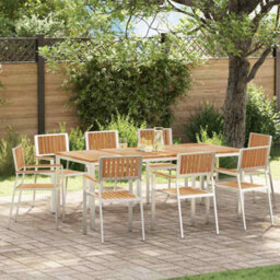 Berkfield Garden Dining Set 9 Pcs Brown Solid Teak Wood - thumbnail 1