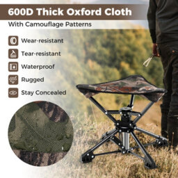 Gainoom Folding Camo Camping Stool Swivel Hunting Chair W/ Anti-Sink Feet - thumbnail 7