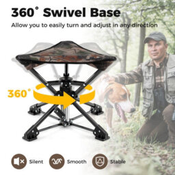 Gainoom Folding Camo Camping Stool Swivel Hunting Chair W/ Anti-Sink Feet - thumbnail 6