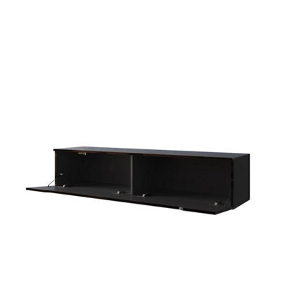 200Cm High Gloss Floating Led Tv Stand Unit Storage Door Cabient Black - image 1