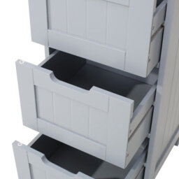 Bathroom Storage Cabinet 4 Drawer Free-Standing Cupboard Slim Organizer For Towels & Toiletries Modern Grey Design - thumbnail 6