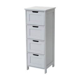 Bathroom Storage Cabinet 4 Drawer Free-Standing Cupboard Slim Organizer For Towels & Toiletries Modern Grey Design - thumbnail 5