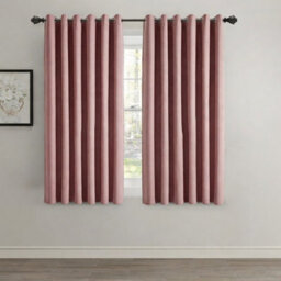 Aspire Homeware Blush Pink Linen 100% Blackout Curtain Thermal Insulated Eyelet Curtain Pair (W)117Cm X (D)137 With Tie Back - thumbnail 1