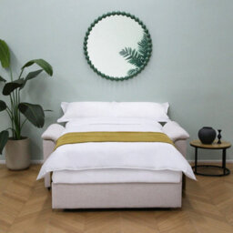 Tivoli  2 Seater Pull Out Sofa Bed In Soft Woven Fabric Oatmeal - thumbnail 4