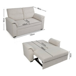 Tivoli  2 Seater Pull Out Sofa Bed In Soft Woven Fabric Oatmeal - thumbnail 8