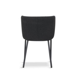 Set Of 4 Dark Grey/ Black Boucle Dining Chairs - Bull Head Back - Black Metal Legs - thumbnail 5