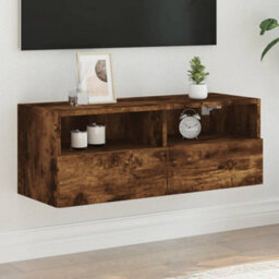 Berkfield Durable Tv Wall Cabinet Smoked Oak 80X30X30 Cm Engineered Wood - thumbnail 2