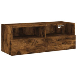 Berkfield Durable Tv Wall Cabinet Smoked Oak 80X30X30 Cm Engineered Wood - thumbnail 1