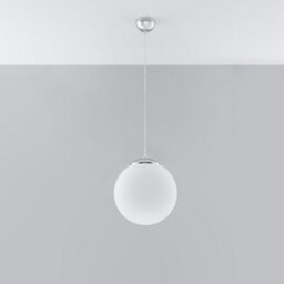 Sollux Lighting Ugo Glass & Steel White 1 Light Classic Pendant Ceiling Light - thumbnail 1