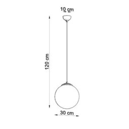 Sollux Lighting Ugo Glass & Steel White 1 Light Classic Pendant Ceiling Light - thumbnail 4