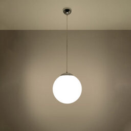 Sollux Lighting Ugo Glass & Steel White 1 Light Classic Pendant Ceiling Light - thumbnail 2