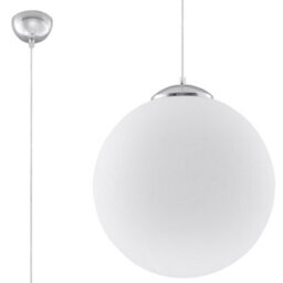 Sollux Lighting Ugo Glass & Steel White 1 Light Classic Pendant Ceiling Light - thumbnail 3