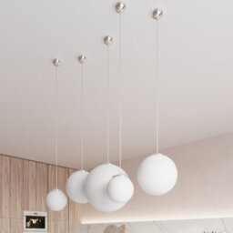 Sollux Lighting Ugo Glass & Steel White 1 Light Classic Pendant Ceiling Light - thumbnail 6