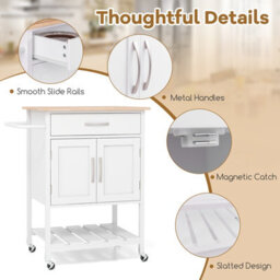 Costway Rolling Kitchen Island Mobile Serving Cart With Drawer & 2-Door Storage Cabinet - thumbnail 9