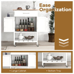Costway Rolling Kitchen Island Mobile Serving Cart With Drawer & 2-Door Storage Cabinet - thumbnail 7